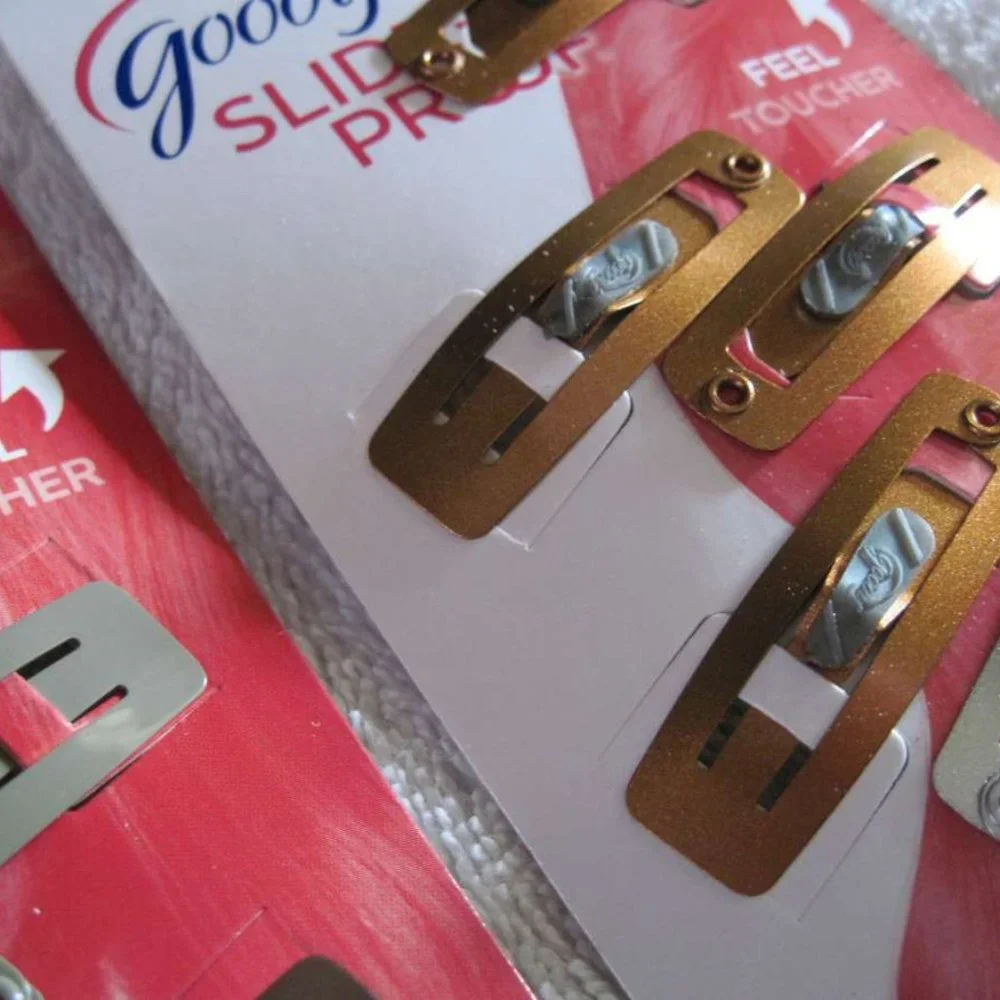 8 Goody Stay Put Slide Proof Hair Snap Clips Secure Hold Fit Black Blonde Silver